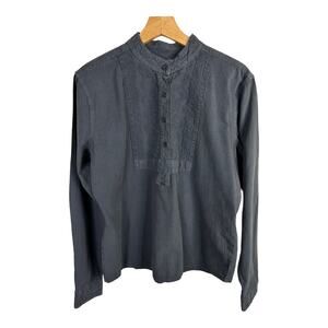 Scully Womens size Small Blue Embroidered Western Paisley Bib Popover Mollie Top